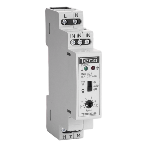 [/TSTDS03230] Treppenlichtzeitschalter Teco 230V 2s-10min mit ON-OFF