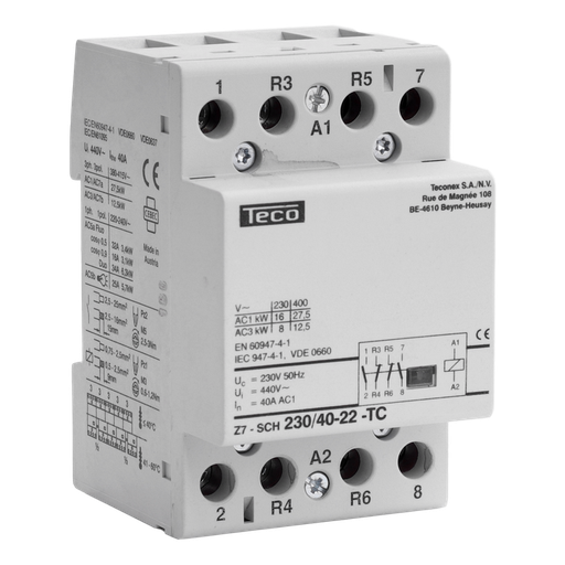 [/Z7SCH2304022] Contacteur Teco 230VAC 40A 2NO+2NF