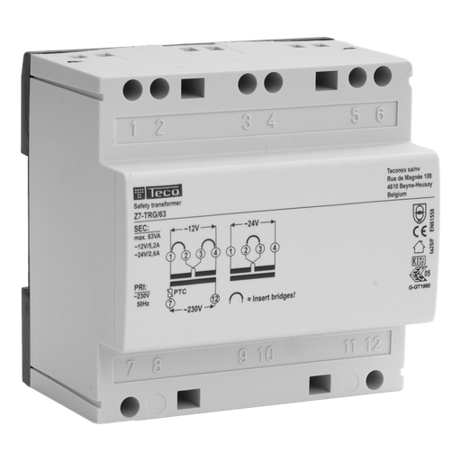 [/Z7TRG63] Transformateur sécurité Teco 63VA 230VAC-12/24VAC
