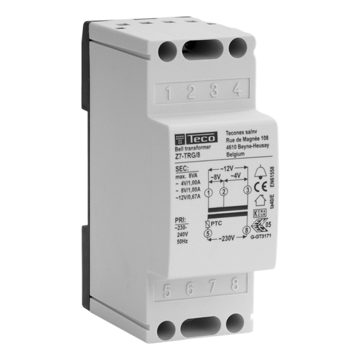 [/Z7TRG8] Beltransformator Teco 8VA 230VAC-4/8/12VAC