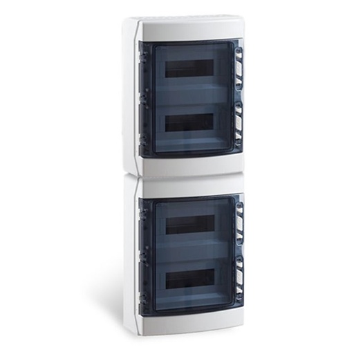 [/CDN48PTRR] Opbouwkast IP65 transp. deur 4x 12 mod. + aardingsrail