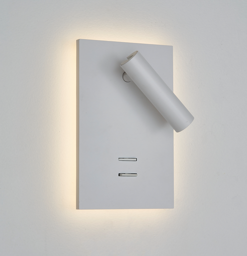 [/TIBSWRICCTW] Spot TIBET-4 mural orientable sur base 5W 2700K 34° + Halo 5W  1800/2200/2700K (driver inclus) blanc